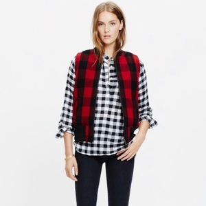 Madewell Red Buffalo Check Vest with wool lining